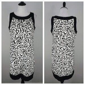 Jessica Howard Black White Floral Sleeveless Straight Dress Size 12